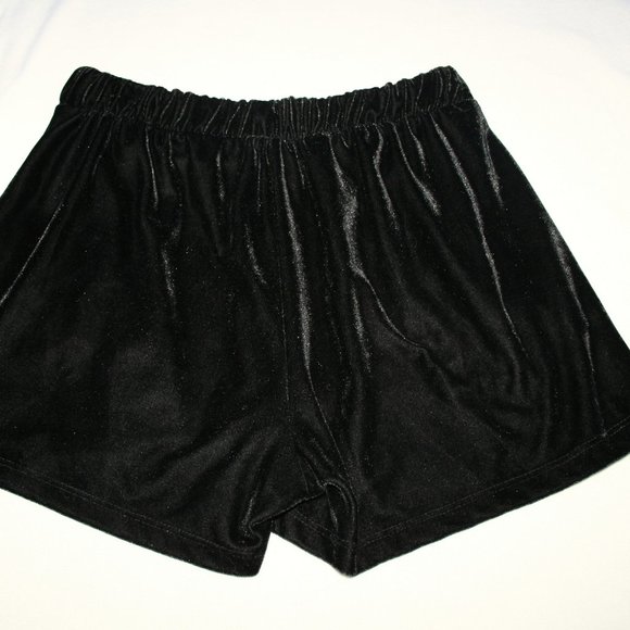 Fuzzy VELOUR Black Shorts w pockets Womens M Stretch Waist Summer Fun Sexy Cute - Picture 2 of 10